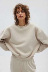 Bluza damska typu oversize w kolorze PORCELAIN - PINEY-UNI. Brązowe bluzy Marsala, uniwersalny, bez wzorów, z bawełny, bez kaptura. Za 259.90 zł.