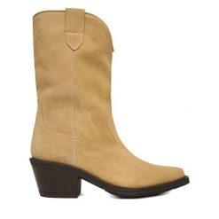 Kowbojki Badura. Brązowe botki Badura, bez wzorów, bez obcasa, na słupku, bez zapięcia. Za 429.99 zł.