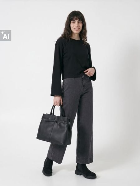 Bawełniane jeansy wide leg - szary. Szare jeansy Sinsay, bez wzorów. Za 59.99 zł.