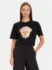 Guess T-Shirt V5BI09 I3Z14 Czarny Relaxed Fit. Czarne t-shirty Guess, xxs, z aplikacjami, z bawełny, bez kołnierzyka, bez ramiączek. Za 179.99 zł.