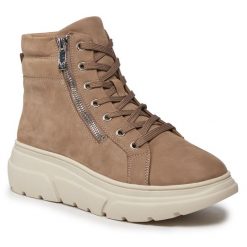 Botki Caprice. Brązowe botki Caprice, bez wzorów, bez obcasa, na płaskiej podeszwie, bez zapięcia. Za 659.99 zł.