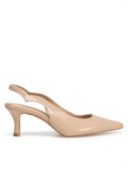 Sergio Bardi Sandały WFA2532-7Z-SB Beżowy. Brązowe sandały Sergio Bardi, bez wzorów, z lakierowanej skóry, bez obcasa, na szpilce, bez zapięcia. Za 209.99 zł.