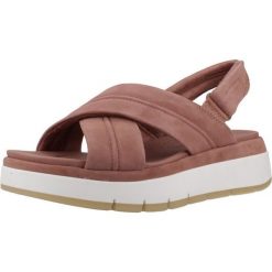 Sandały CLARKS TUSCAN CROSS Rose. Czerwone sandały Clarks, bez wzorów, ze skóry, bez obcasa, bez zapięcia. Za 407.99 zł.