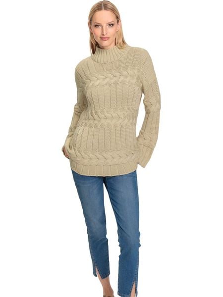 Heine Sweter w kolorze beżowym rozmiar: 40. Brązowe swetry Heine, bez wzorów, ze splotem, bez ramiączek. Za 65.85 zł.