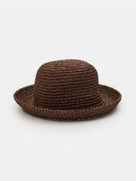 Pleciony kapelusz - brązowy. Brązowe kapelusze Sinsay, bez wzorów. Za 25.99 zł.