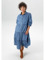 Aniston Sukienka dżinsowa w kolorze niebieskim rozmiar: 50. Niebieskie sukienki Aniston, bez wzorów, z bawełny, bez kołnierzyka, bez ramiączek, midi. Za 104.99 zł.