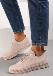 Ciemnobeżowe Trampki Mussia. Brązowe trampki Born2be, bez wzorów, z gumy, bez zapięcia. Za 54.99 zł.