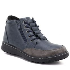 Botki damskie komfortowe granatowe Potocki Z26-90347. Botki POTOCKI, bez wzorów, z materiału, bez obcasa, bez zapięcia. Za 149.99 zł.
