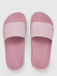 4F Klapki w kolorze jasnoróżowym rozmiar: 38. Różowe klapki 4f, bez wzorów, z otwartym noskiem, bez obcasa. Za 70.08 zł.