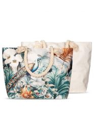 Descanso Torba plażowa "Dana" w kolorze kremowym ze wzorem - 60 x 43 cm rozmiar: 43x60 cm. Brązowe torby na ramię Descanso, bez wzorów, z materiału, na ramię, bez dodatków. Za 70.41 zł.
