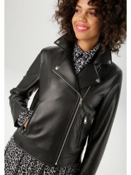 Aniston Kurtka w kolorze czarnym ze skóry syntetycznej rozmiar: 40. Czarne kurtki Aniston, bez wzorów, ze skóry, bez kaptura. Za 165.71 zł.