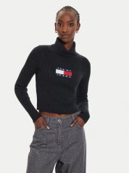 Tommy Jeans Golf Flag DW0DW18678 Czarny Regular Fit. Czarne golfy Tommy Jeans, m, bez wzorów, z jeansu, bez ramiączek. Za 239.99 zł.