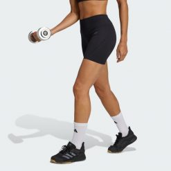 Legginsy z dzianiny o długości 4 cali Workout Essentials. Czarne legginsy Adidas, l, bez wzorów, z dzianiny. Za 129.00 zł.