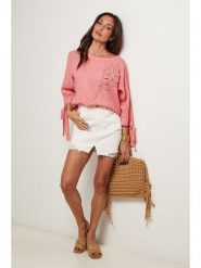 Le Monde du Lin Lniana bluzka w kolorze jasnoróżowym rozmiar: 34/36. Różowe bluzki Le Monde du Lin, bez wzorów, ze lnu, bez kołnierzyka, bez ramiączek. Za 121.99 zł.