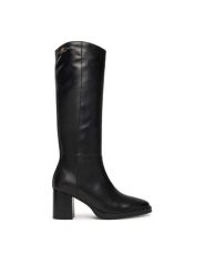 Tommy Hilfiger Kozaki Stacked Heel Leather Long Boot FW0FW08865 Czarny. Czarne kozaki TOMMY HILFIGER, ze skóry, bez obcasa, na słupku, bez zapięcia. Za 1,099.00 zł.