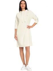 Heine Sukienka w kolorze kremowym rozmiar: 46. Brązowe sukienki Heine, na co dzień, bez wzorów, bez kołnierzyka, bez ramiączek, midi, proste. Za 78.47 zł.