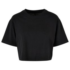 Oversized Crop Top Dla Pań I Panów. Czarne topy BUILD YOUR BRAND, xl, bez wzorów, bez kołnierzyka, bez ramiączek. Za 57.99 zł.