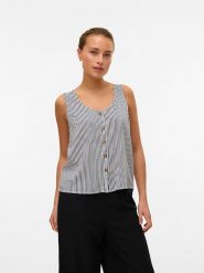 Vero Moda Top w kolorze granatowo-białym rozmiar: XS. Białe topy Vero Moda, s, bez wzorów, z wiskozy, bez kołnierzyka, bez ramiączek. Za 70.41 zł.