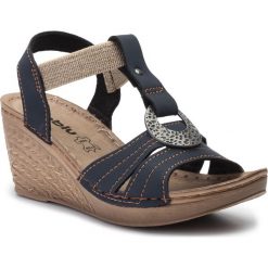 Sandały INBLU - OC02AQ05 Cobalt Blue. Niebieskie sandały Inblu, z aplikacjami, z materiału, bez obcasa, na obcasie, bez zapięcia. Za 89.99 zł.