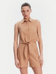 Gaudi Koszula 511BD45033 Brązowy Regular Fit. Brązowe koszule Gaudi, bez wzorów, ze lnu, bez kołnierzyka, bez ramiączek. Za 209.99 zł.