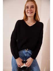 Happiness Istanbul Sweter w kolorze czarnym rozmiar: onesize. Czarne swetry Happiness Istanbul, bez wzorów, ze splotem, bez ramiączek. Za 83.81 zł.