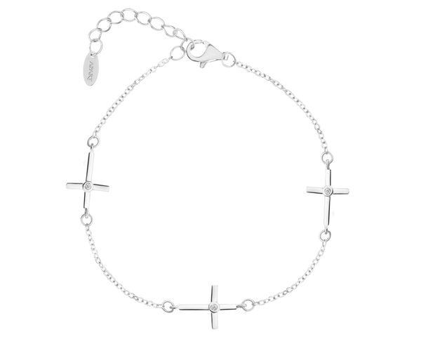 Bransoletka srebrna z cyrkoniami - krzyże. Szare bransoletki Apart, z cyrkonią, srebrne. Za 134.00 zł.