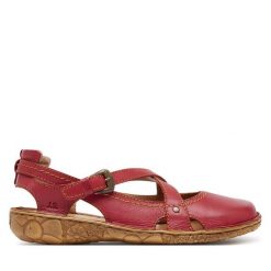Sandały Josef Seibel. Czerwone sandały Josef Seibel, bez wzorów, bez obcasa, na płaskiej podeszwie, bez zapięcia. Za 329.99 zł.