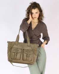 Shopperka XL MARCO MAZZINI beżowa v232e. Brązowe shopper bez wzorów, ze skóry, vintage, bez dodatków. Za 569.05 zł.