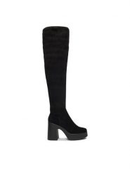 DeeZee Kozaki 22066-1 Czarny. Czarne kozaki DeeZee, z materiału, bez obcasa, na słupku, bez zapięcia. Za 229.99 zł.