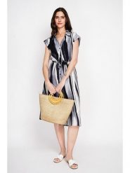 Le Jardin du Lin Sukienka w kolorze czarno-szarym rozmiar: 36. Czarne sukienki Le jardin du lin, bez wzorów, z tkaniny, bez kołnierzyka, bez ramiączek, midi. Za 130.99 zł.