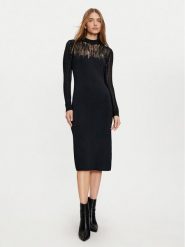 Sisley Sukienka dzianinowa 1MNPMV00S Czarny Slim Fit. Czarne sukienki Sisley, m, bez wzorów, z dzianiny, bez kołnierzyka, bez ramiączek. Za 289.99 zł.