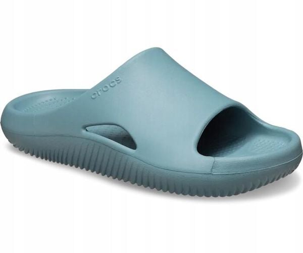 Klapki Dla Dorosłych Crocs Mellow Recovery Slide. Zielone klapki Crocs, bez wzorów, z materiału, bez obcasa. Za 139.99 zł.