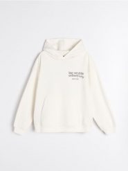 Bluza z kapturem - kremowy. Białe bluzy Sinsay, l, bez wzorów, z kapturem. Za 49.99 zł.