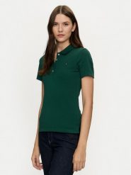 Tommy Hilfiger Polo 1985 WW0WW43225 Zielony Slim Fit. Zielone koszulki polo TOMMY HILFIGER, xxs, bez wzorów, z bawełny, bez kołnierzyka, bez ramiączek. Za 189.99 zł.