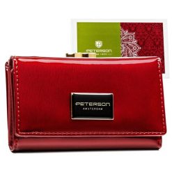 Portfel damski Peterson PTN PH23-1-SH czerwony. Czerwone portfele Peterson, bez wzorów, ze skóry. Za 86.99 zł.