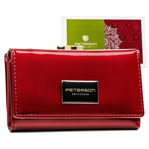 Portfel damski Peterson PTN PH23-1-SH czerwony. Czerwone portfele Peterson, bez wzorów, ze skóry. Za 90.00 zł.