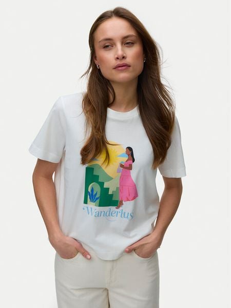 Vero Moda T-Shirt Emily 10344804 Biały Regular Fit. Białe t-shirty Vero Moda, s, bez wzorów, z bawełny, bez kołnierzyka, bez ramiączek. Za 56.99 zł.