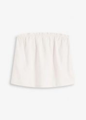 Top z mieszanki lnu. Białe topy bonprix, bez wzorów, bez kołnierzyka, bez ramiączek. Za 37.99 zł.