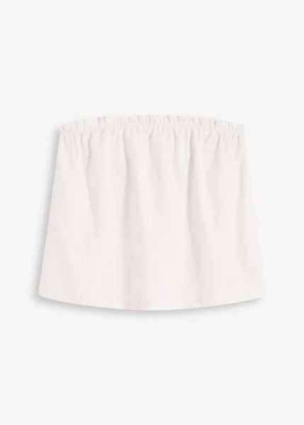 Top z mieszanki lnu. Białe topy bonprix, bez wzorów, bez kołnierzyka, bez ramiączek. Za 37.99 zł.