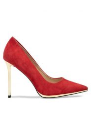 Eva Minge Szpilki JEANNETTE-2508-1-3 Czerwony. Czerwone szpilki Eva Minge, bez wzorów, ze skóry, bez obcasa, na szpilce, bez zapięcia. Za 209.99 zł.