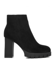 DeeZee Botki HX16041A-139 Czarny. Czarne botki DeeZee, bez wzorów, z materiału, bez obcasa, na słupku, bez zapięcia. Za 189.99 zł.