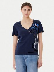 Desigual T-Shirt Dumas 25WWTK28 Granatowy Regular Fit. Niebieskie t-shirty Desigual, l, bez wzorów, z bawełny, bez kołnierzyka, bez ramiączek. Za 169.99 zł.