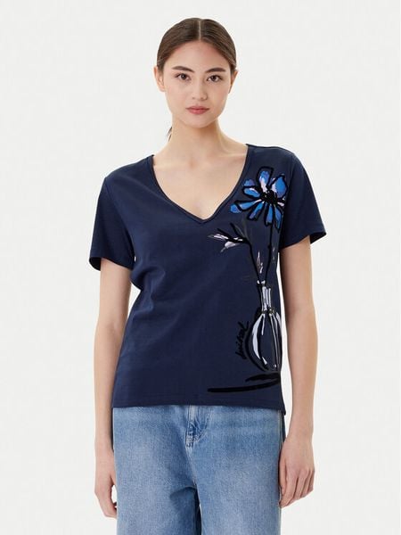Desigual T-Shirt Dumas 25WWTK28 Granatowy Regular Fit. Niebieskie t-shirty Desigual, xs, bez wzorów, z bawełny, bez kołnierzyka, bez ramiączek. Za 129.99 zł.