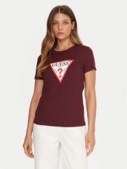 Guess T-Shirt W1YI1B I3Z14 Bordowy Regular Fit. Czerwone t-shirty Guess, xs, z aplikacjami, z bawełny, bez kołnierzyka, bez ramiączek. Za 159.99 zł.