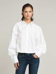 G-Star Bluzka w kolorze białym rozmiar: XS. Białe bluzki G-Star, xs, bez wzorów, z bawełny, retro, bez kołnierzyka, bez ramiączek. Za 266.95 zł.