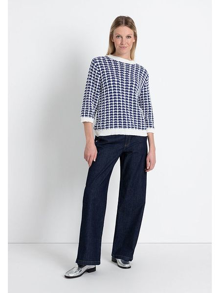 More & More Sweter w kolorze biało-granatowym rozmiar: 38. Białe swetry More & More, bez wzorów, bez ramiączek. Za 129.95 zł.
