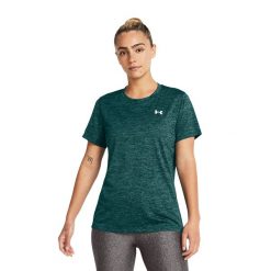 Koszulka treningowa damska Under Armour Tech C-Twist. Zielone koszulki sportowe Under Armour, bez wzorów, bez ramiączek. Za 99.99 zł.