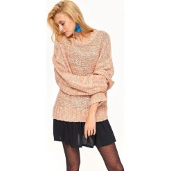 SWETER DAMSKI, MELANŻOWY. Brązowe swetry TROLL, na jesień, s, bez wzorów, z dzianiny, bez ramiączek. W wyprzedaży za 39.99 zł.