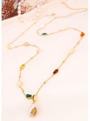 L'Atelier de Gaia Pozłacany naszyjnik z perłami i cyrkoniami - dł. 50 cm rozmiar: onesize. Białe naszyjniki L'Atelier de Gaia, z cyrkonią, pozłacane. Za 104.99 zł.