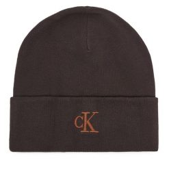 Czapka Calvin Klein. Brązowe czapki Calvin Klein, bez wzorów. Za 129.99 zł.